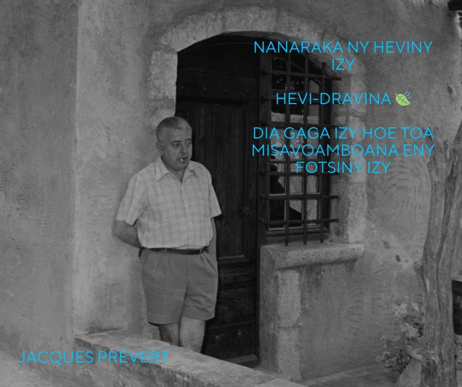 Jacques Prévert, traduit en malgache sur Lisy 1817