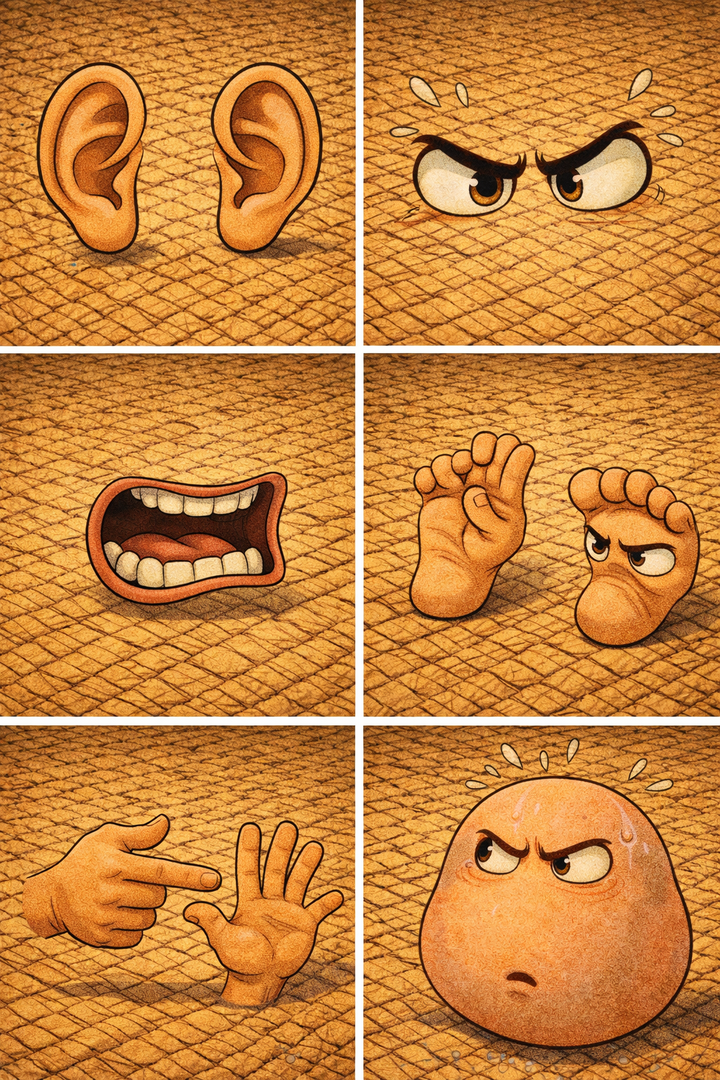 Anganon'ny Ntaolo - 55) Ny sofina sy ny maso sy ny vava sy ny tanana sy ny tongotra ary ny kibo niady zokiny